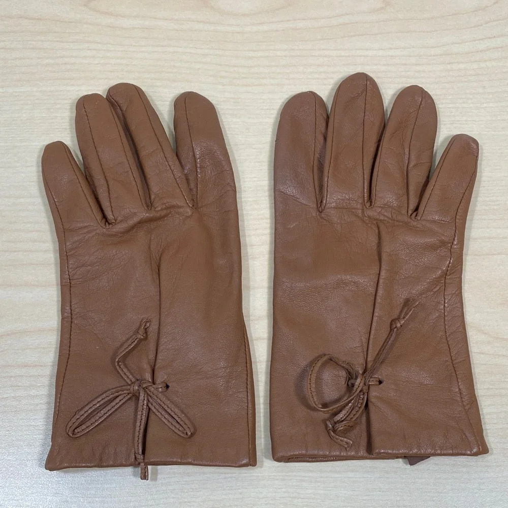 LOFT Chocolate Brown Leather Gloves Size Medium
